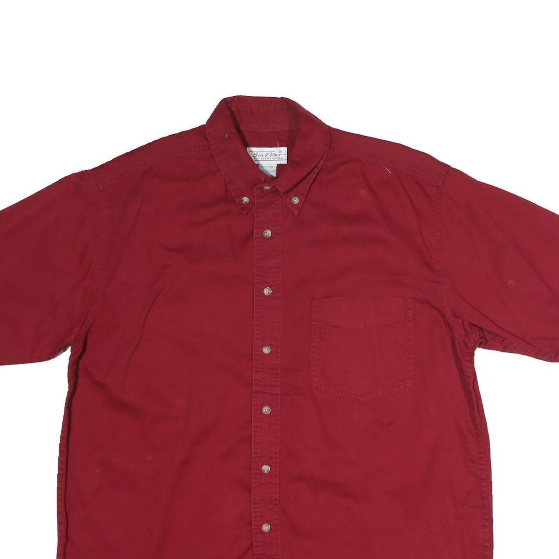 SEA PALMS Mens Red Casual Cotton Shirt M Button Down Pocket Short Sleeve