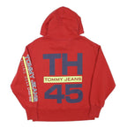 TOMMY HILFIGER Womens Red Tommy Jeans Sailing Gear Pullover Hoodie XS