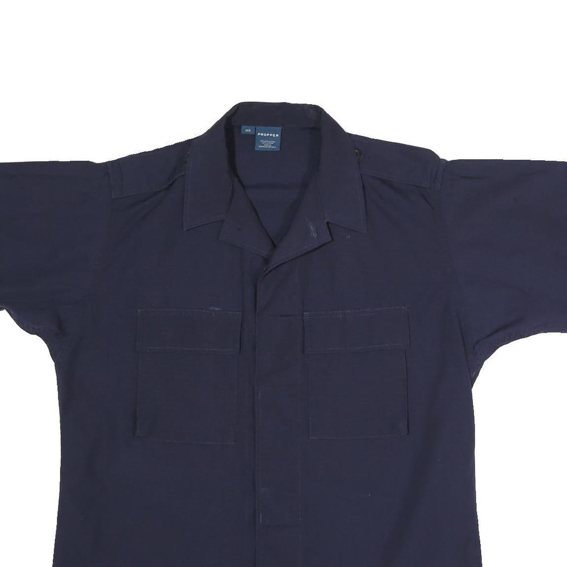 PROPER Mens Navy Blue Cotton Blend Shirt M Military Style Workwear