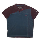 HARMONT & BLAINE Mens Blue & Burgundy Short Sleeve Polo Shirt M Cotton Blend HB