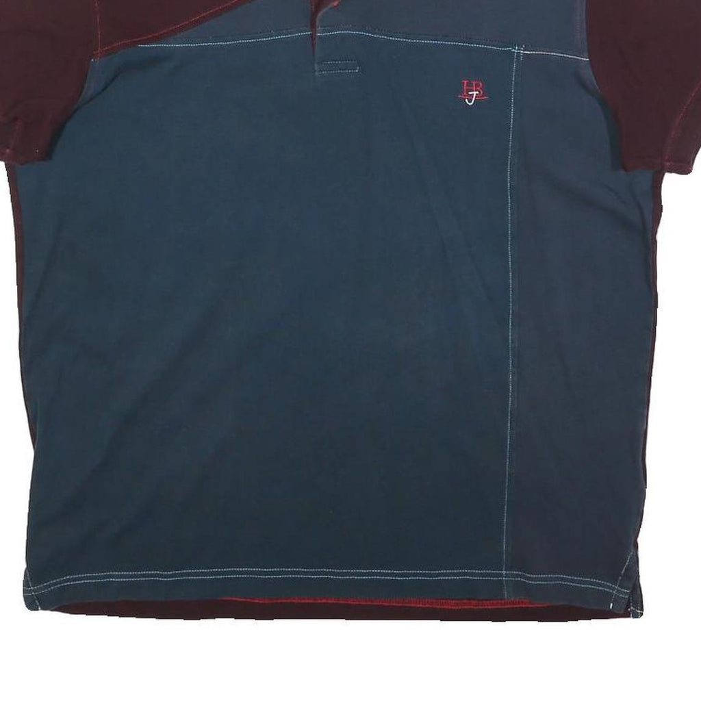 HARMONT & BLAINE Mens Blue & Burgundy Short Sleeve Polo Shirt M Cotton Blend HB