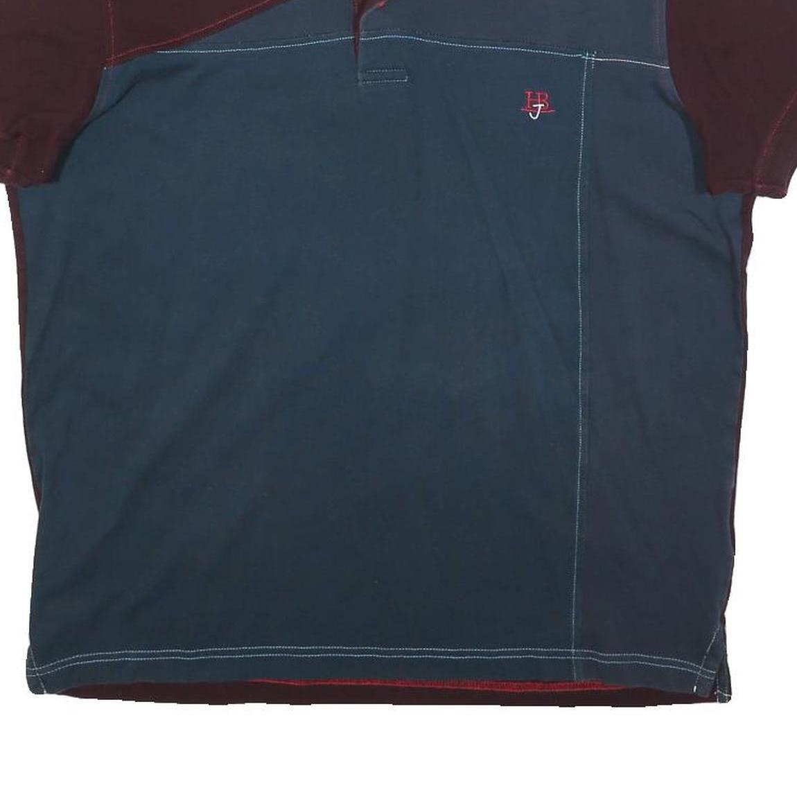 HARMONT & BLAINE Mens Blue & Burgundy Short Sleeve Polo Shirt M Cotton Blend HB