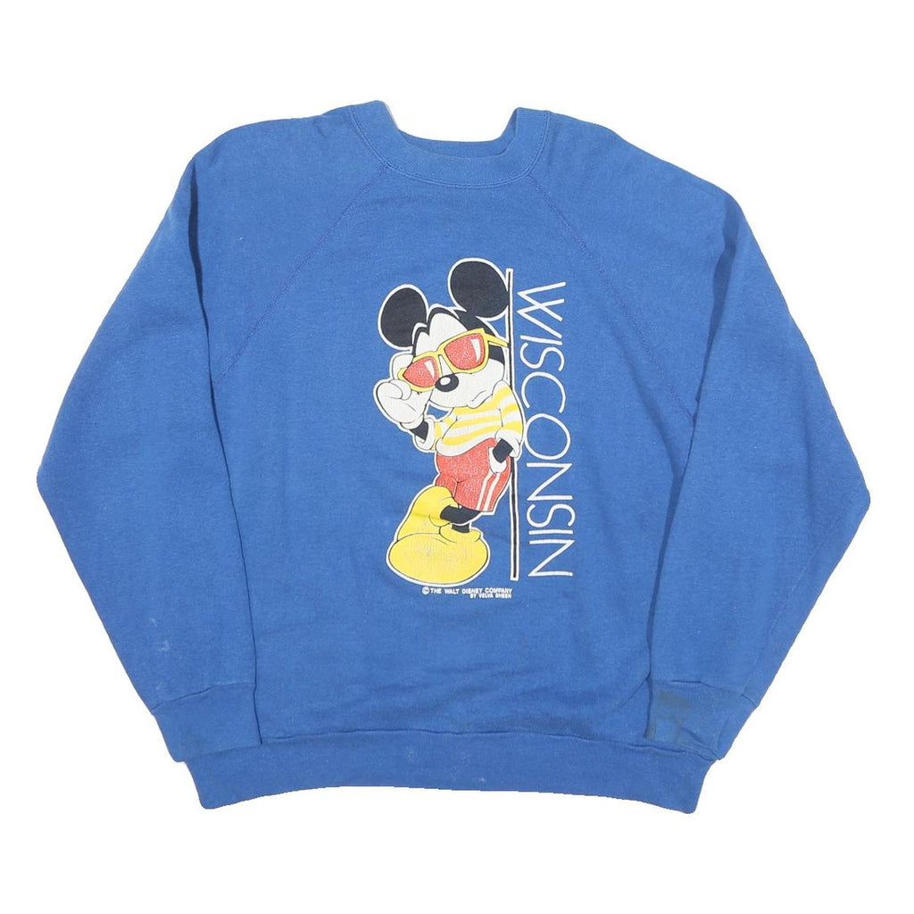 VELVA SHEEN Womens Blue Mickey Mouse Crew Neck L Cotton Blend Sweatshirt