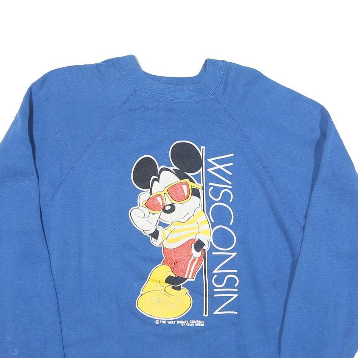 VELVA SHEEN Womens Blue Mickey Mouse Crew Neck L Cotton Blend Sweatshirt