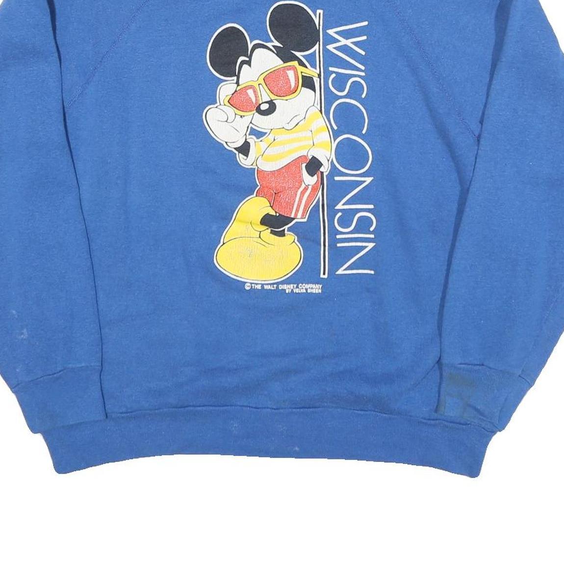 VELVA SHEEN Womens Blue Mickey Mouse Crew Neck L Cotton Blend Sweatshirt