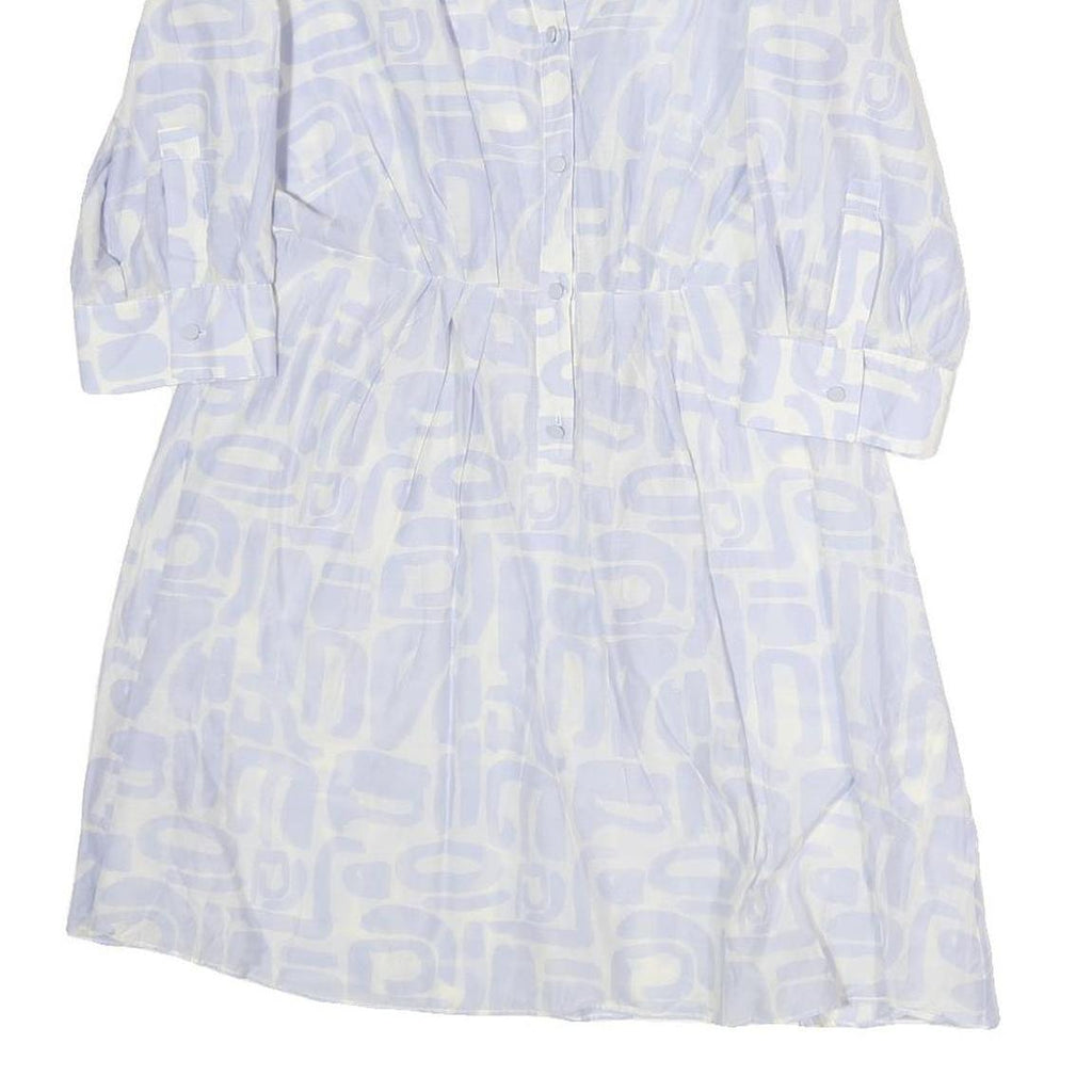EMPORIO ARMANI Womens White Light Blue Cotton Blend Day Dress Long Sleeve M