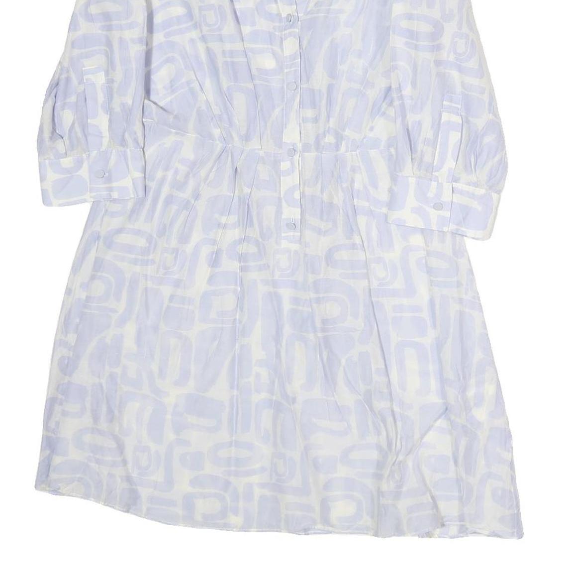 EMPORIO ARMANI Womens White Light Blue Cotton Blend Day Dress Long Sleeve M