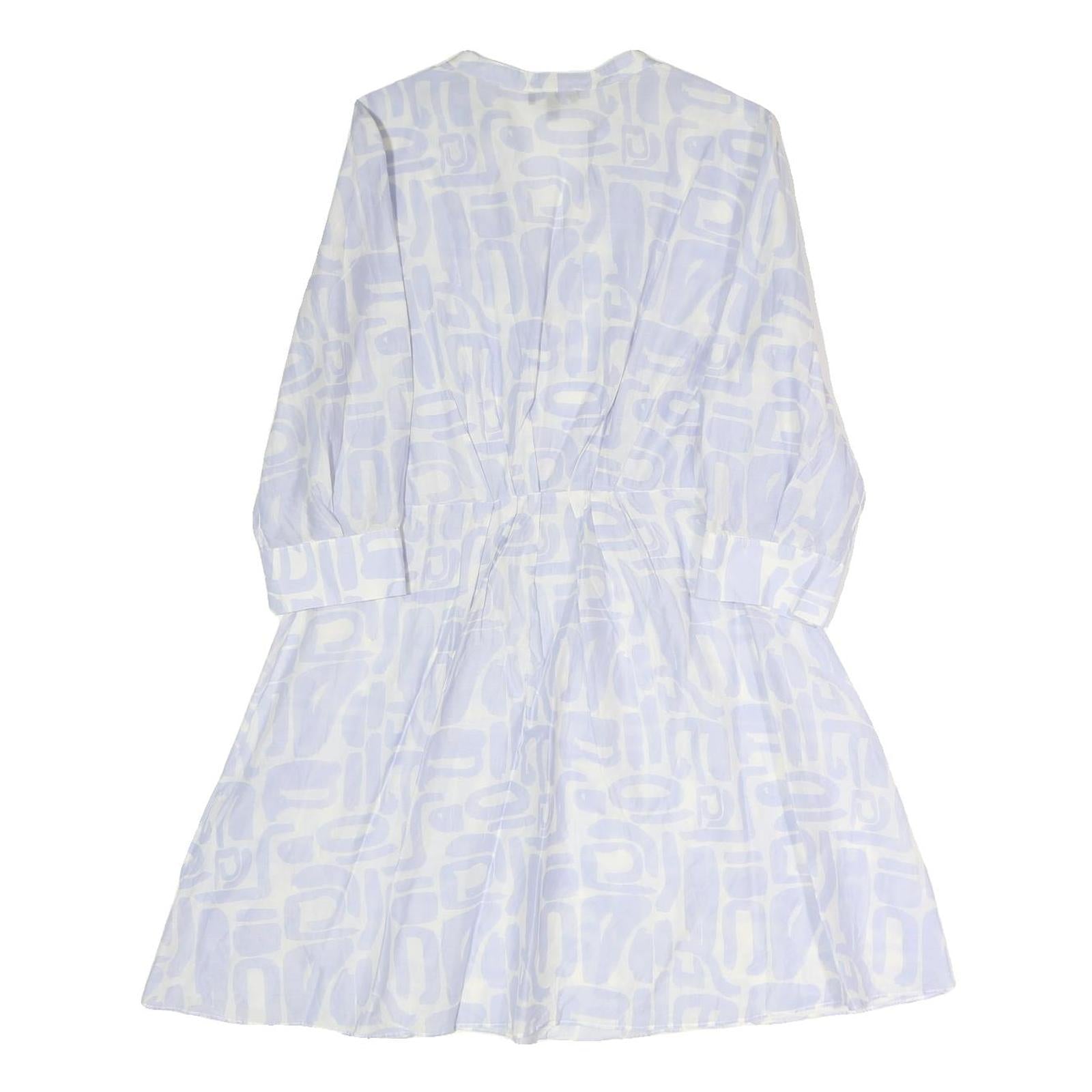 EMPORIO ARMANI Womens White Light Blue Cotton Blend Day Dress Long Sleeve M