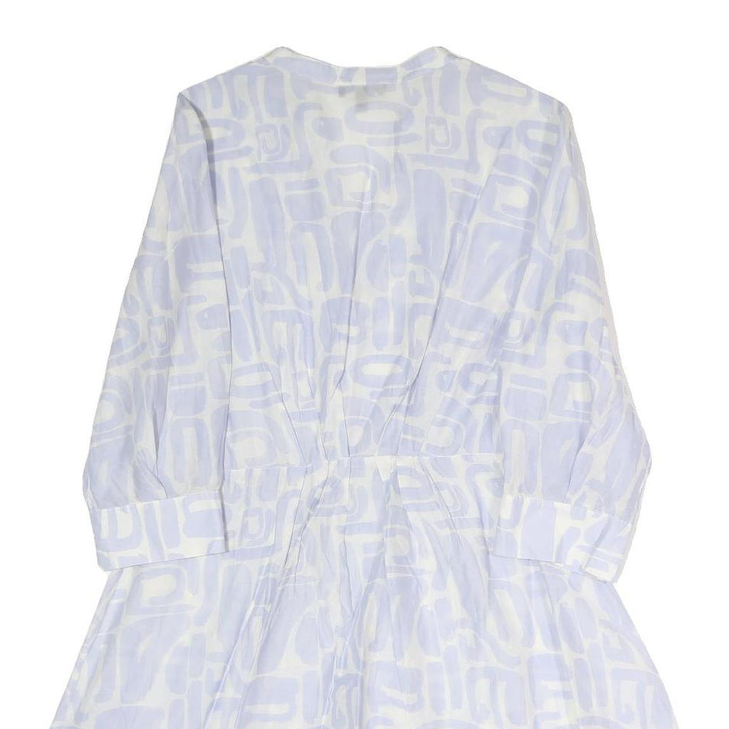 EMPORIO ARMANI Womens White Light Blue Cotton Blend Day Dress Long Sleeve M