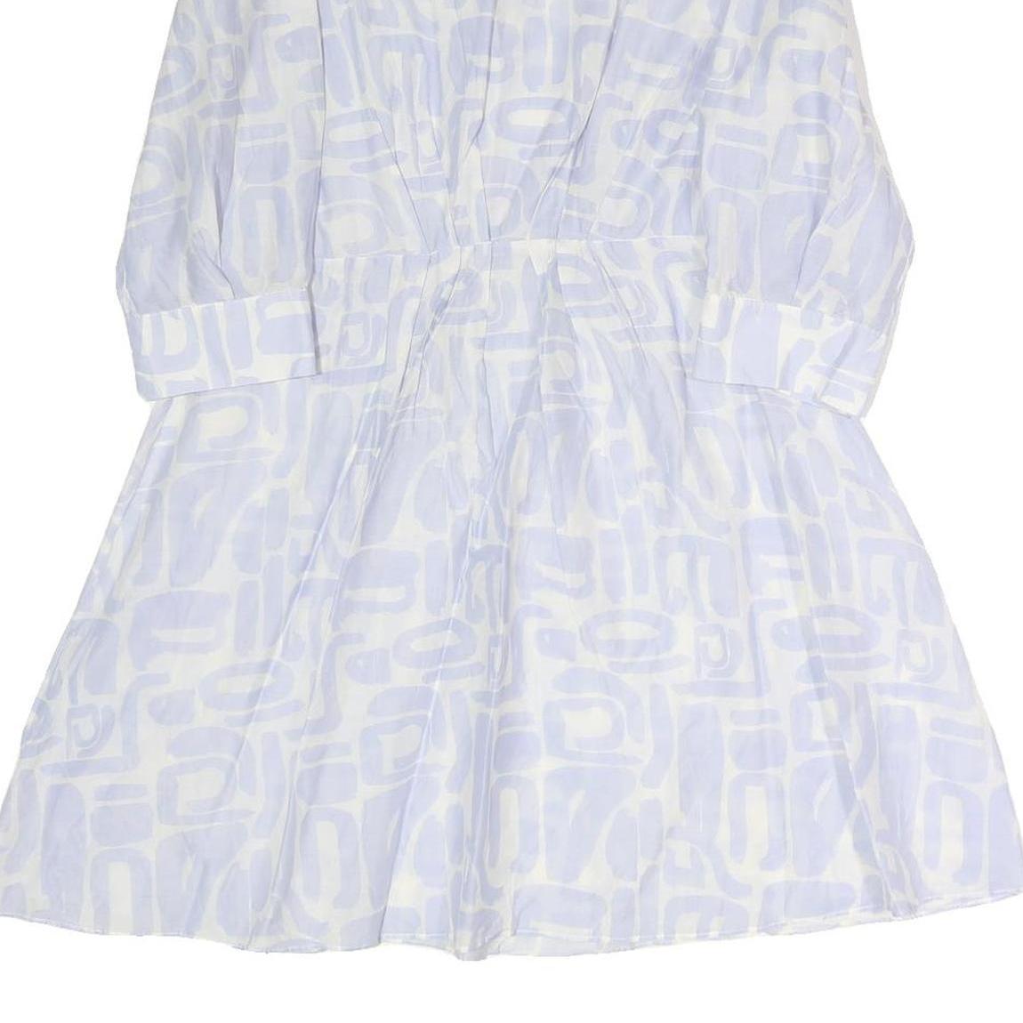 EMPORIO ARMANI Womens White Light Blue Cotton Blend Day Dress Long Sleeve M