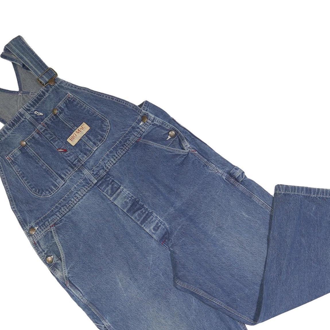 BIG MAC Mens Blue Cotton Blend Relaxed Fit Denim Dungarees XL W40 L25 Workwear