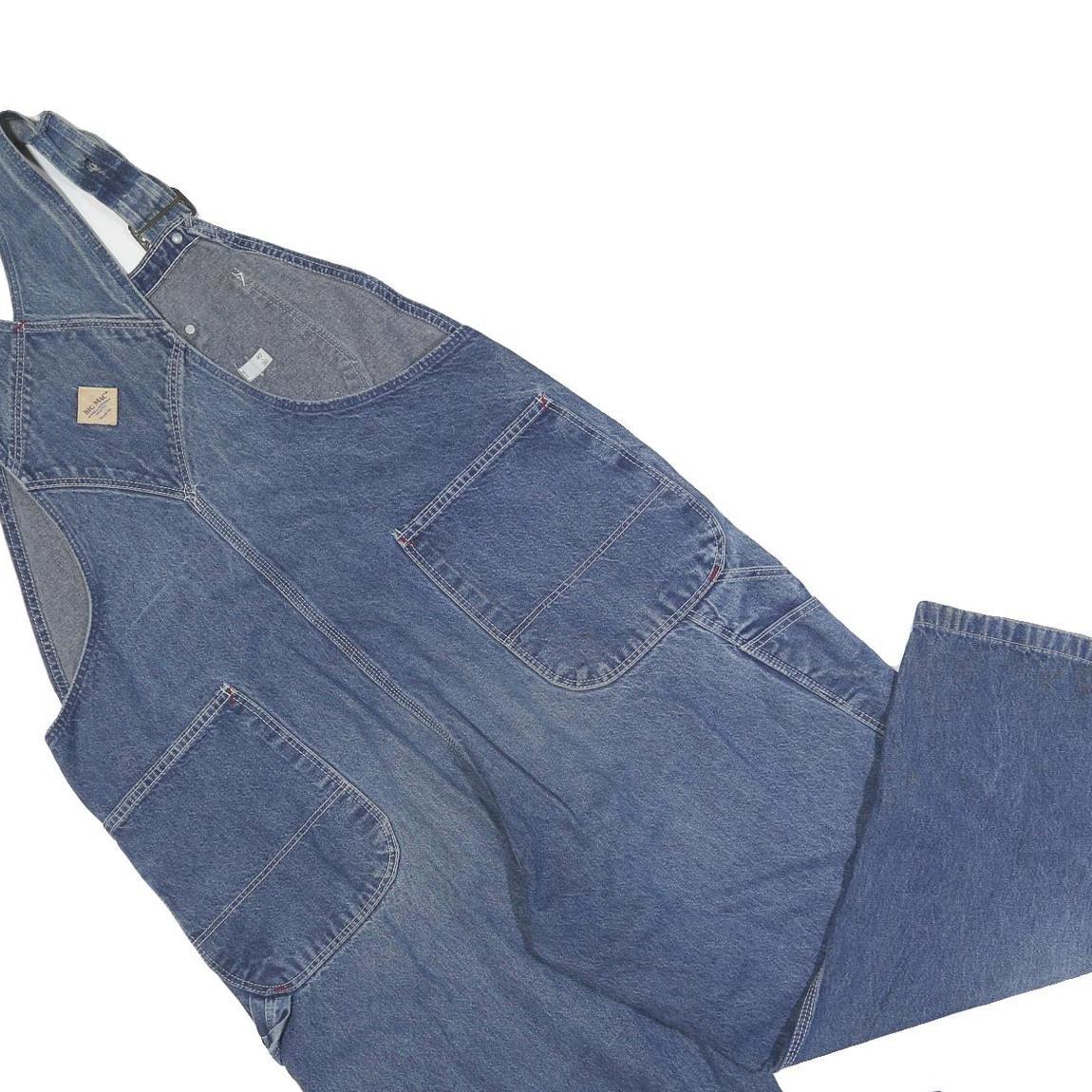 BIG MAC Mens Blue Cotton Blend Relaxed Fit Denim Dungarees XL W40 L25 Workwear