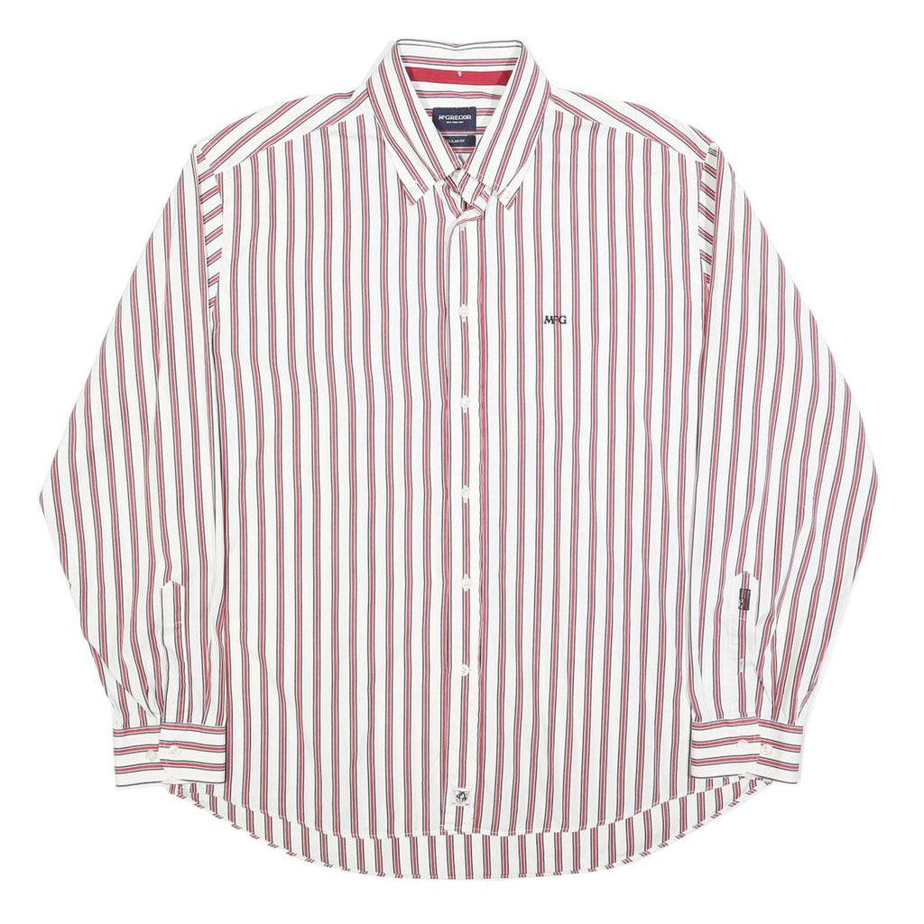 MCGREGOR Mens White & Red Stripe Classic Fit XL Shirt Cotton Blend Casual Long