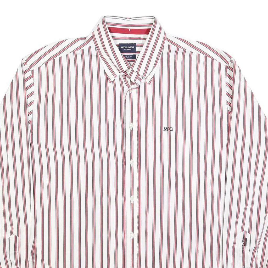 MCGREGOR Mens White & Red Stripe Classic Fit XL Shirt Cotton Blend Casual Long