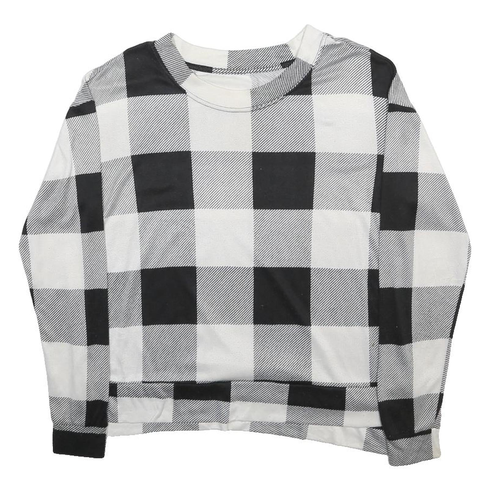 Womens Black & White Patterned Knit Jumper Crew Neck Regular Fit M Checked