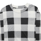 Womens Black & White Patterned Knit Jumper Crew Neck Regular Fit M Checked