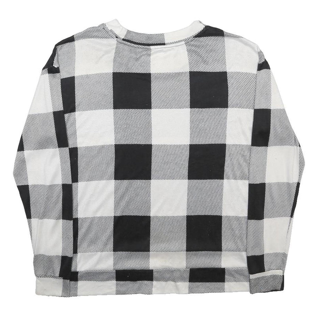 Womens Black & White Patterned Knit Jumper Crew Neck Regular Fit M Checked