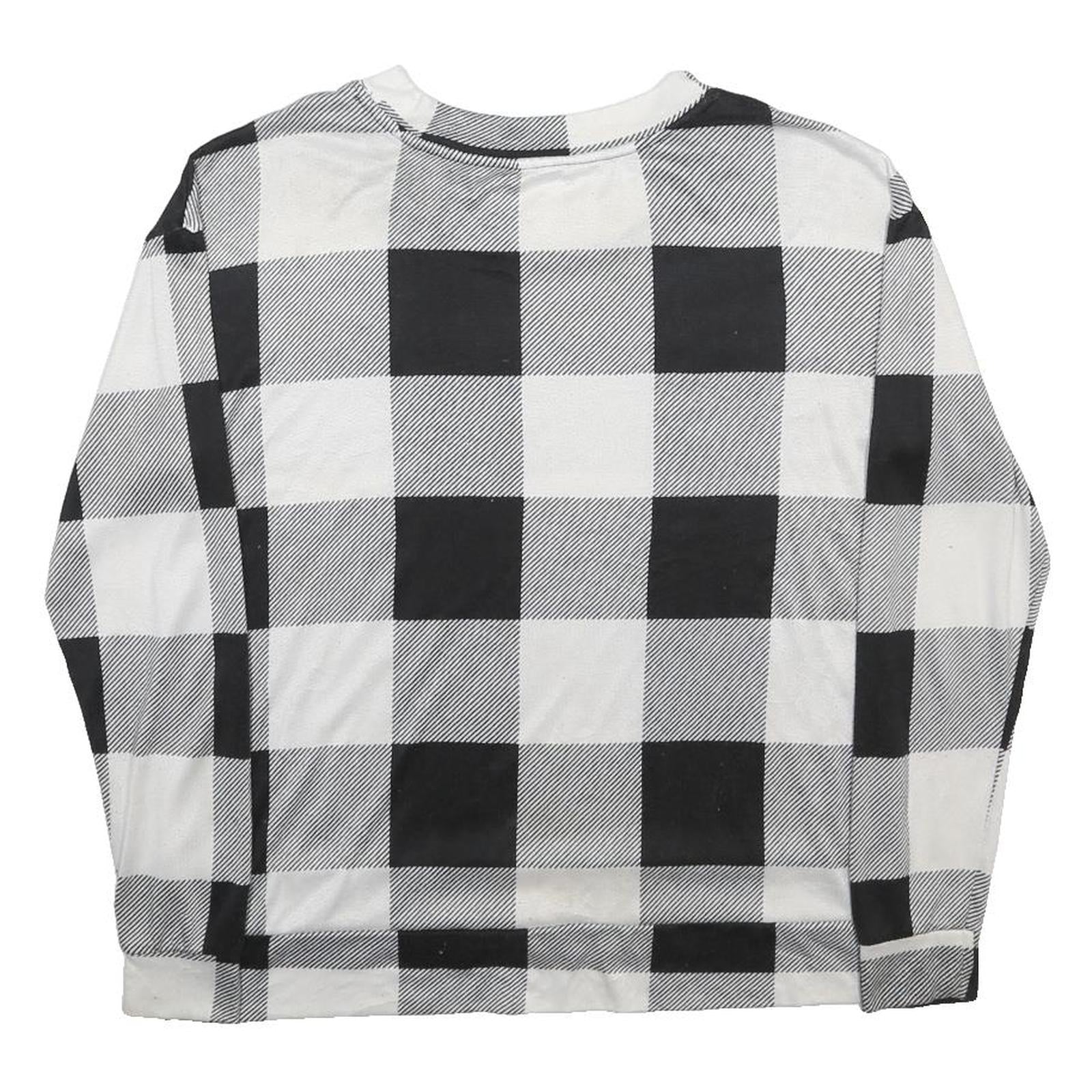 Womens Black & White Patterned Knit Jumper Crew Neck Regular Fit M Checked