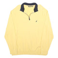 NAUTICA Mens Yellow & Navy Plain Pullover 1/4 Zip Cotton Jumper 2XL Casual