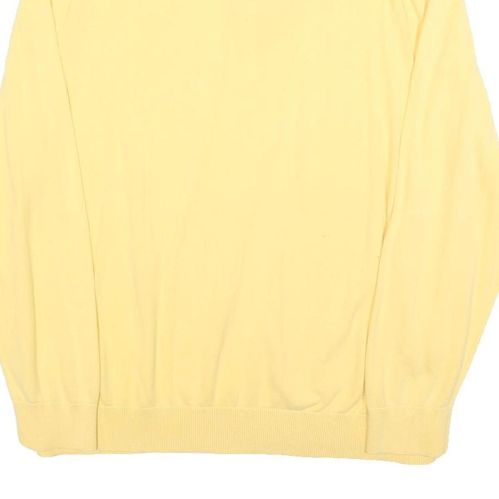 NAUTICA Mens Yellow & Navy Plain Pullover 1/4 Zip Cotton Jumper 2XL Casual