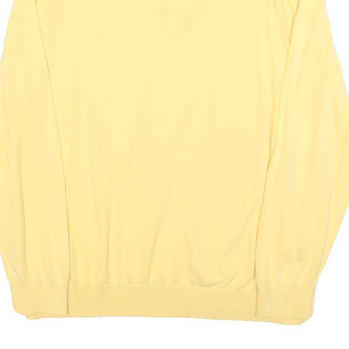 NAUTICA Mens Yellow & Navy Plain Pullover 1/4 Zip Cotton Jumper 2XL Casual