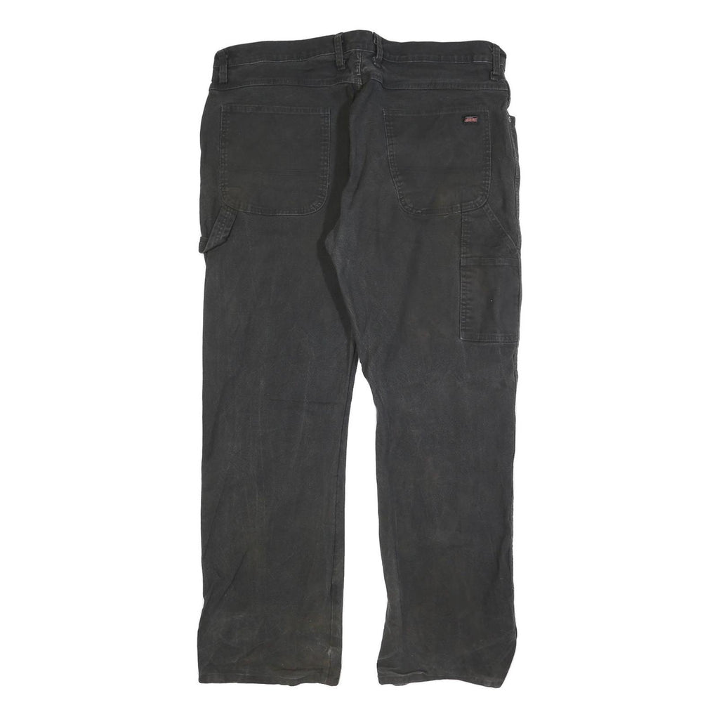 DICKIES Mens Cotton Blend Black Relaxed Fit Straight Trousers W40 L32 Workwear