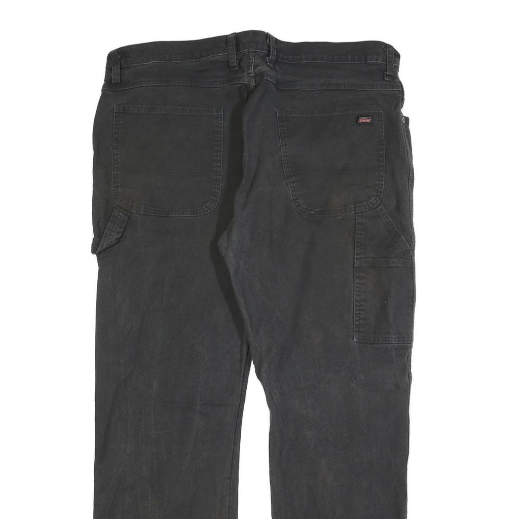 DICKIES Mens Cotton Blend Black Relaxed Fit Straight Trousers W40 L32 Workwear