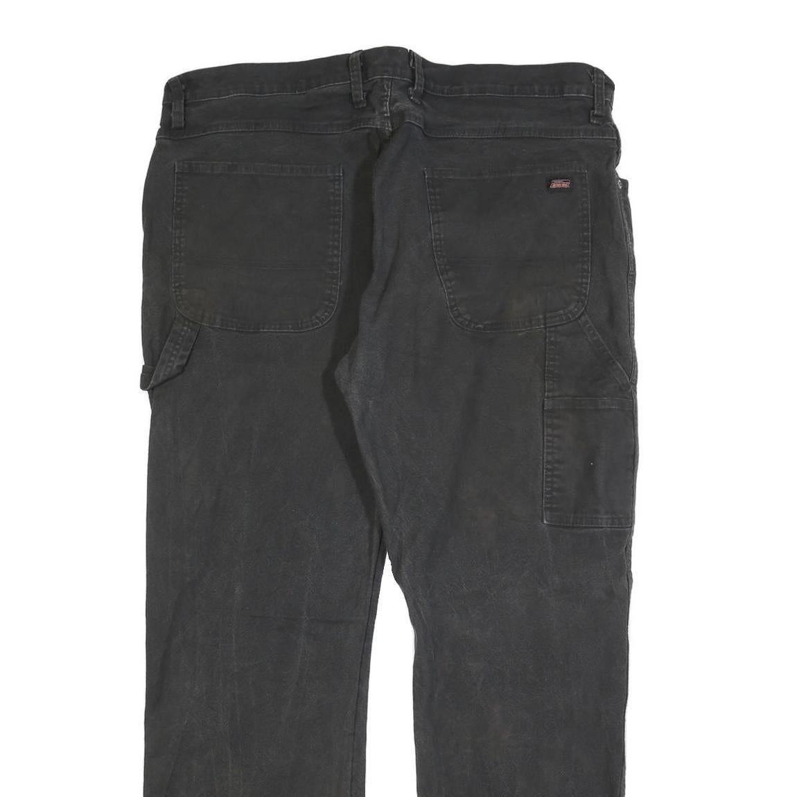DICKIES Mens Cotton Blend Black Relaxed Fit Straight Trousers W40 L32 Workwear