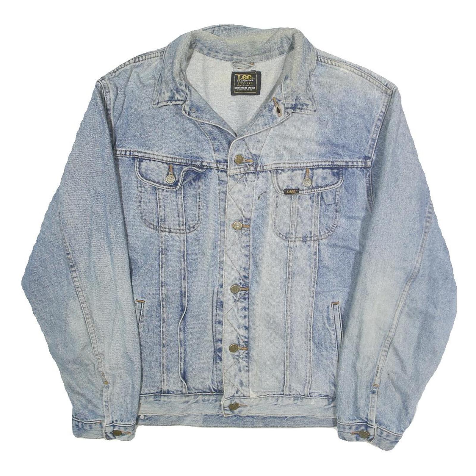 LEE Mens Blue Cotton Denim Jacket 2XL Button Closure Classic Fit Casual Wear