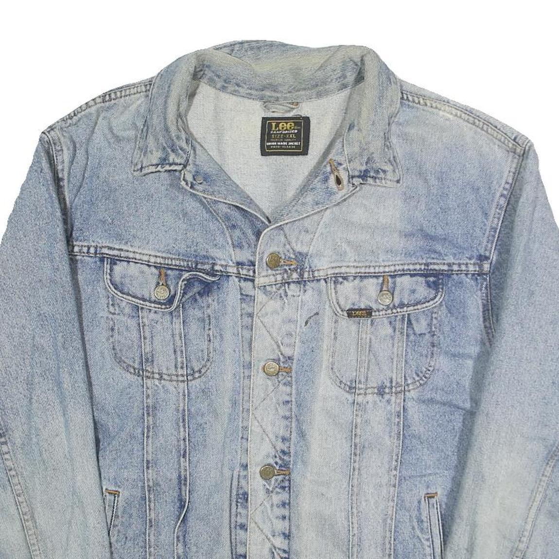 LEE Mens Blue Cotton Denim Jacket 2XL Button Closure Classic Fit Casual Wear