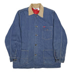 BIG SMITH Mens Blue Cotton Workwear Jacket L Button Plain Durable Comfort