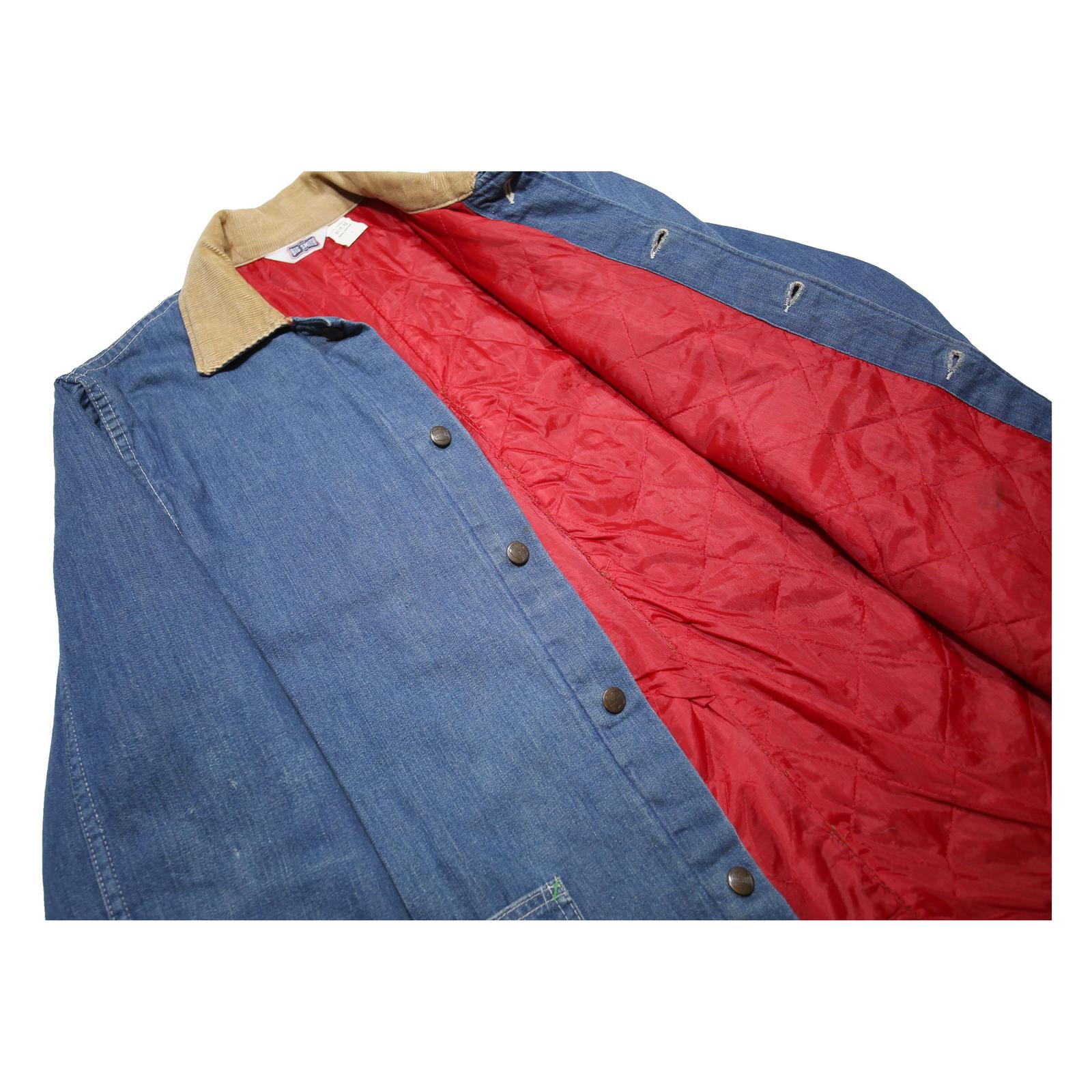 BIG SMITH Mens Blue Cotton Workwear Jacket L Button Plain Durable Comfort