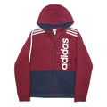 ADIDAS Mens Maroon & Navy Full Zip Hoodie S Cotton Blend Sportswear