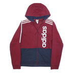 ADIDAS Mens Maroon & Navy Full Zip Hoodie S Cotton Blend Sportswear