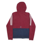 ADIDAS Mens Maroon & Navy Full Zip Hoodie S Cotton Blend Sportswear