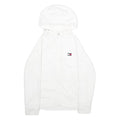 TOMMY HILFIGER Womens White Hoodie Jacket S Polyester Zippered Plain Casual