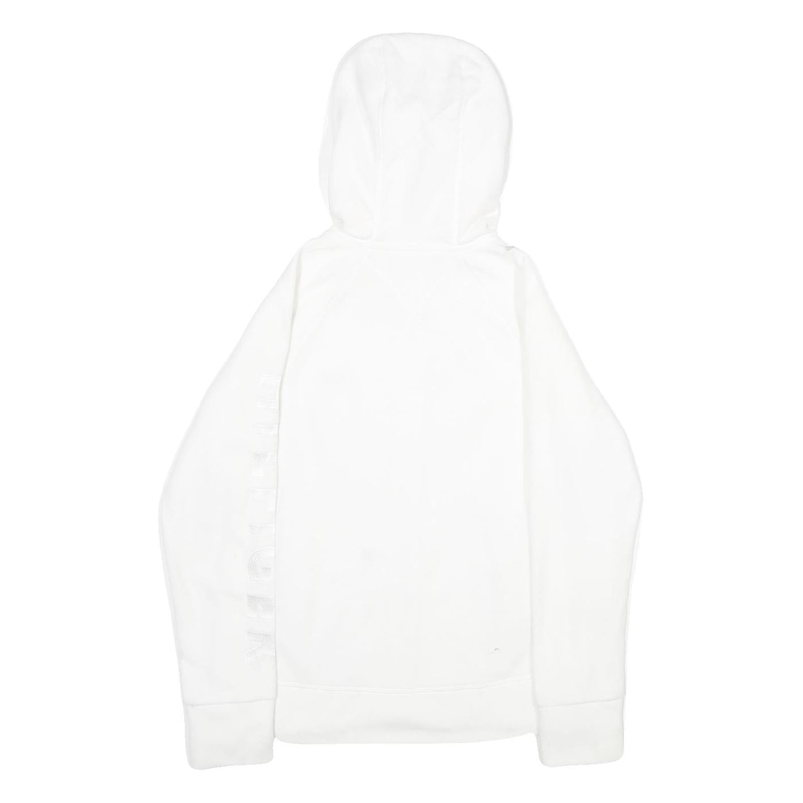 TOMMY HILFIGER Womens White Hoodie Jacket S Polyester Zippered Plain Casual