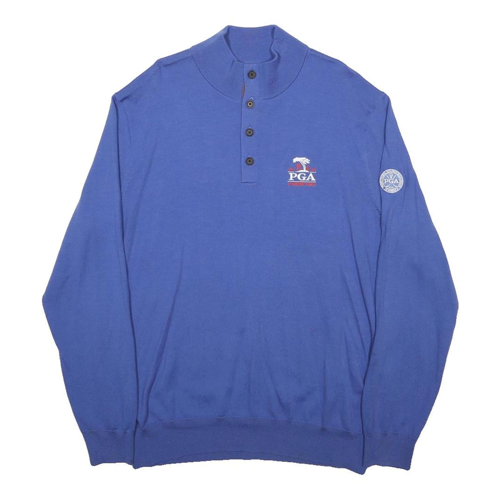 POLO RALPH LAUREN Mens Blue PGA Patterned Pullover Crew Neck Wool XL Golf