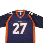 REEBOK Mens Blue & Orange Broncos 27 Moreno Football Shirt XL Short Sleeve V