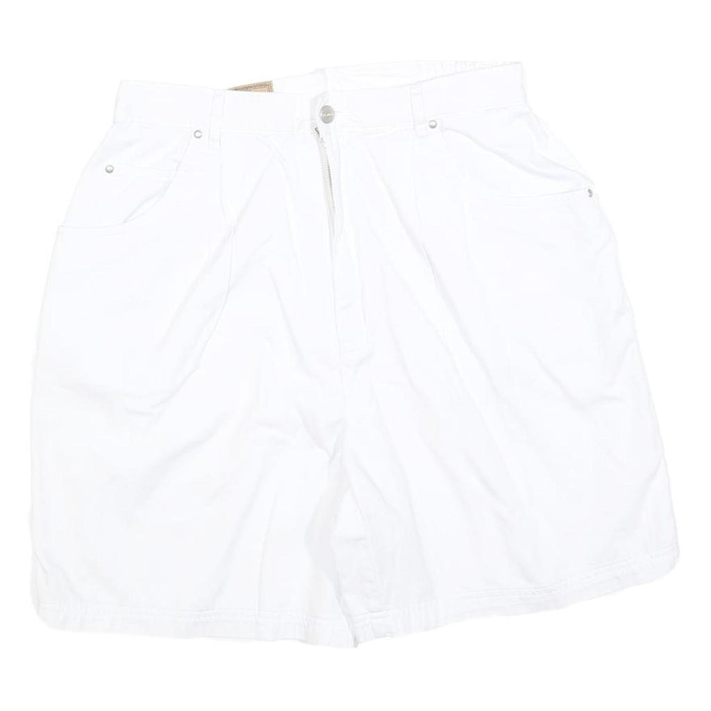 AMI Womens White Casual Cotton Blend Shorts M W30 Pocketed Zip Fly