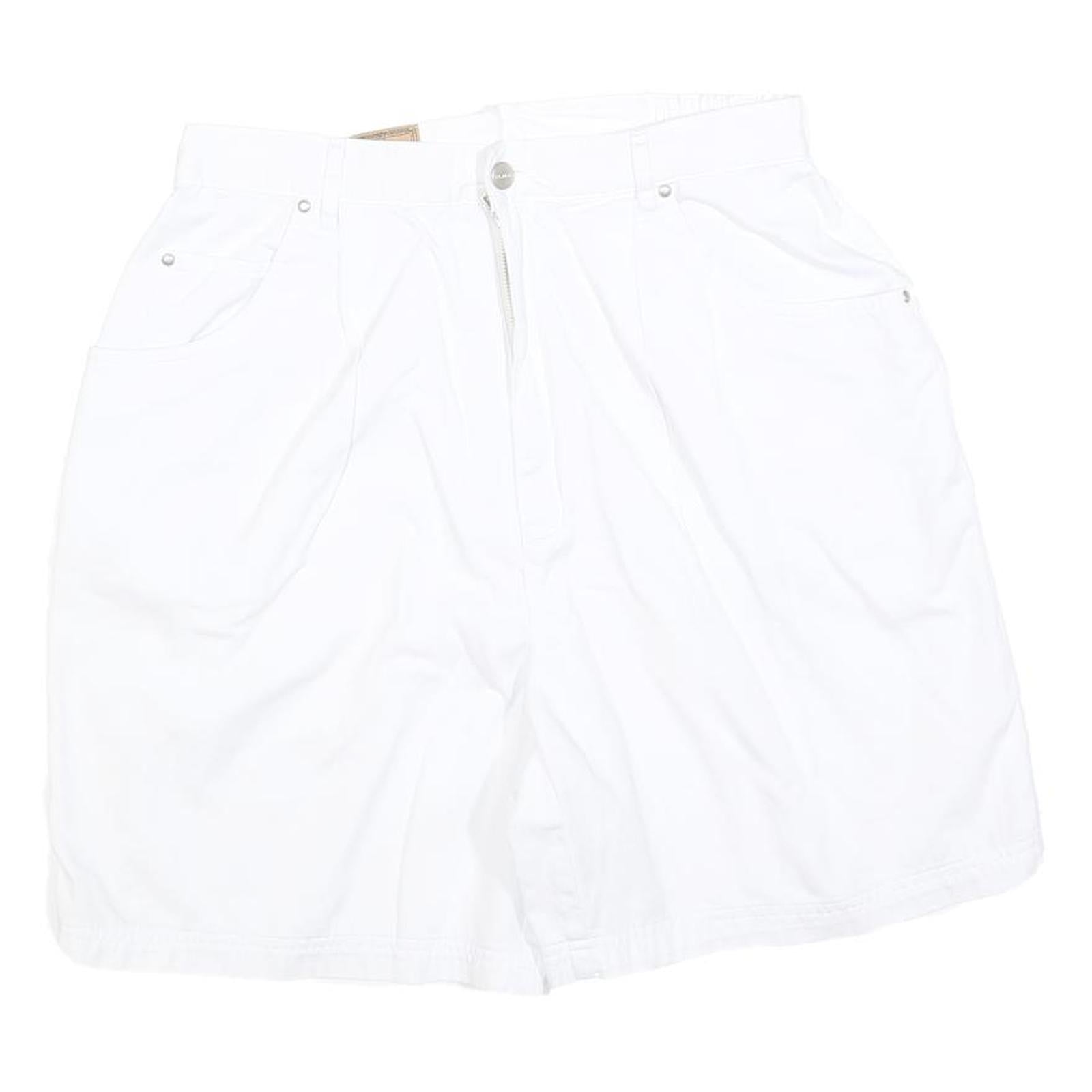 AMI Womens White Casual Cotton Blend Shorts M W30 Pocketed Zip Fly
