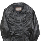 DAN DI MODES Womens Black Leather Button Jacket M Studded Detail Classic Fit