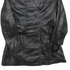 DAN DI MODES Womens Black Leather Button Jacket M Studded Detail Classic Fit