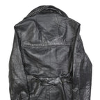 DAN DI MODES Womens Black Leather Button Jacket M Studded Detail Classic Fit