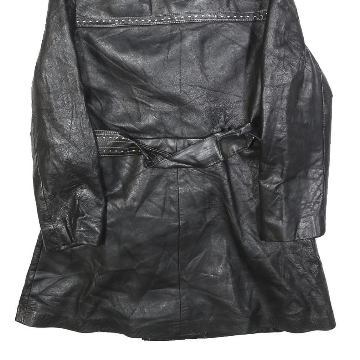 DAN DI MODES Womens Black Leather Button Jacket M Studded Detail Classic Fit