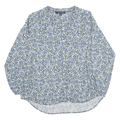 TOMMY HILFIGER Womens Blue & White Floral Blouse Long Sleeve Round Neck L Cotton