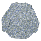 TOMMY HILFIGER Womens Blue & White Floral Blouse Long Sleeve Round Neck L Cotton