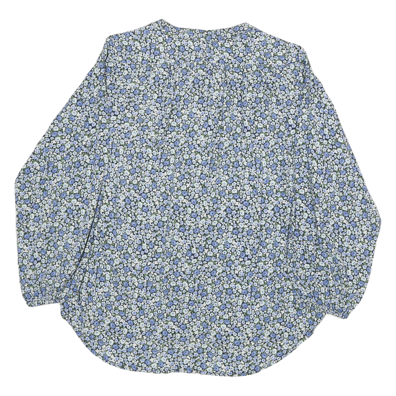 TOMMY HILFIGER Womens Blue & White Floral Blouse Long Sleeve Round Neck L Cotton