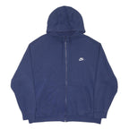 NIKE Mens Blue Navy Zip Up Hoodie 2XL Cotton Blend Sportswear Casual