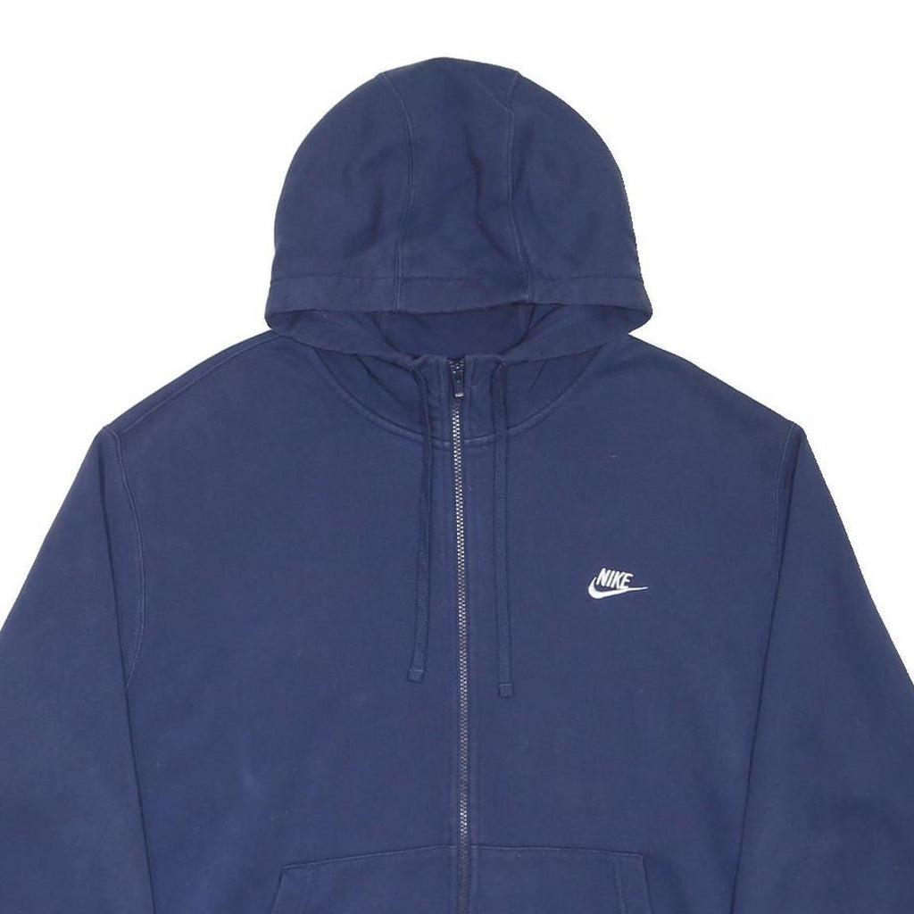 NIKE Mens Blue Navy Zip Up Hoodie 2XL Cotton Blend Sportswear Casual